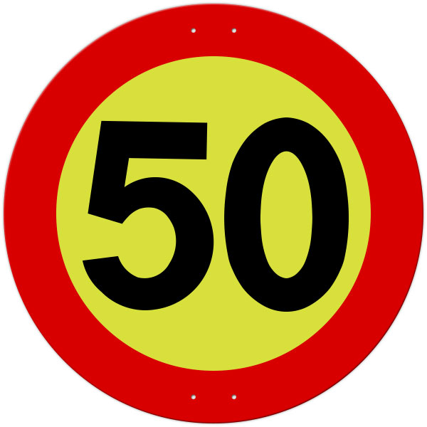 Skilt 362.50 – Fartsgrense 50 km/t, aluminium, MS (800 mm)