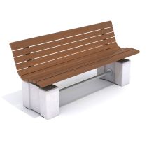 Riddersberg parkbenk med rygg, furu/stål/betong, barkbrun, frittstående