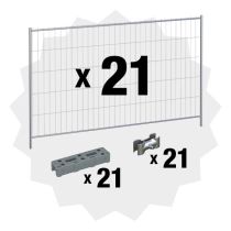 Pakketilbud: 21 standard byggegjerder, 21 føtter og 21 klammer
