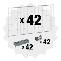 Pakketilbud: 42 standard byggegjerder, 42 føtter og 42 klammer