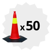 Kvantumsrabatt: 50 trafikkjegler – Flat Foot (Skilt 940)