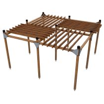 Pergola, 4 x 4 meter, barkbrun