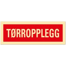 Brannskilt: "Tørropplegg", PP, 34 x 12 cm