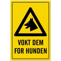 Fareskilt: "Vokt dem for hunden", metall, 20 x 30 cm