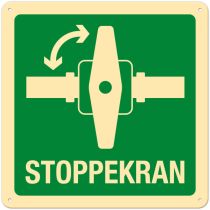 Nødskilt: "Stoppekran", metall, 20 x 20 cm