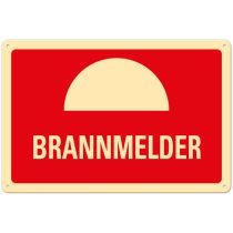 Brannskilt: "Brannmelder", metall, 30 x 20 cm