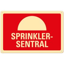 Brannskilt: "Sprinklersentral", metall, 30 x 20 cm