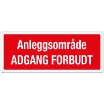 Opplysningsskilt: "Anleggsområde – Adgang forbudt", aluminium, 100 x 40 cm