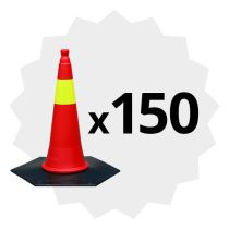 Kvantumsrabatt: 150 trafikkjegler – Flat Foot (Skilt 940)