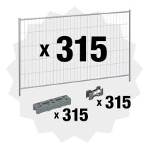 Prosjektpakke: 315 byggegjerder, 315 føtter og 315 klammer